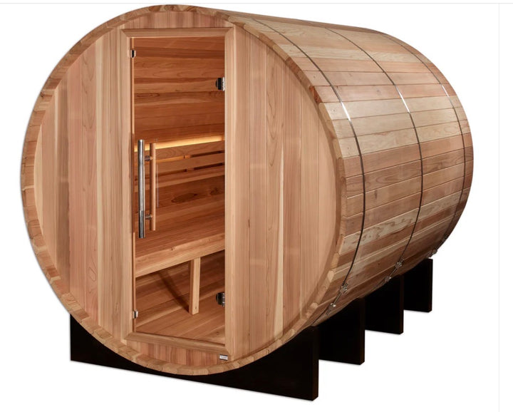 Golden Designs Klosters 6-Person Outdoor Barrel Sauna  – Cedar (GDI-B006-01)